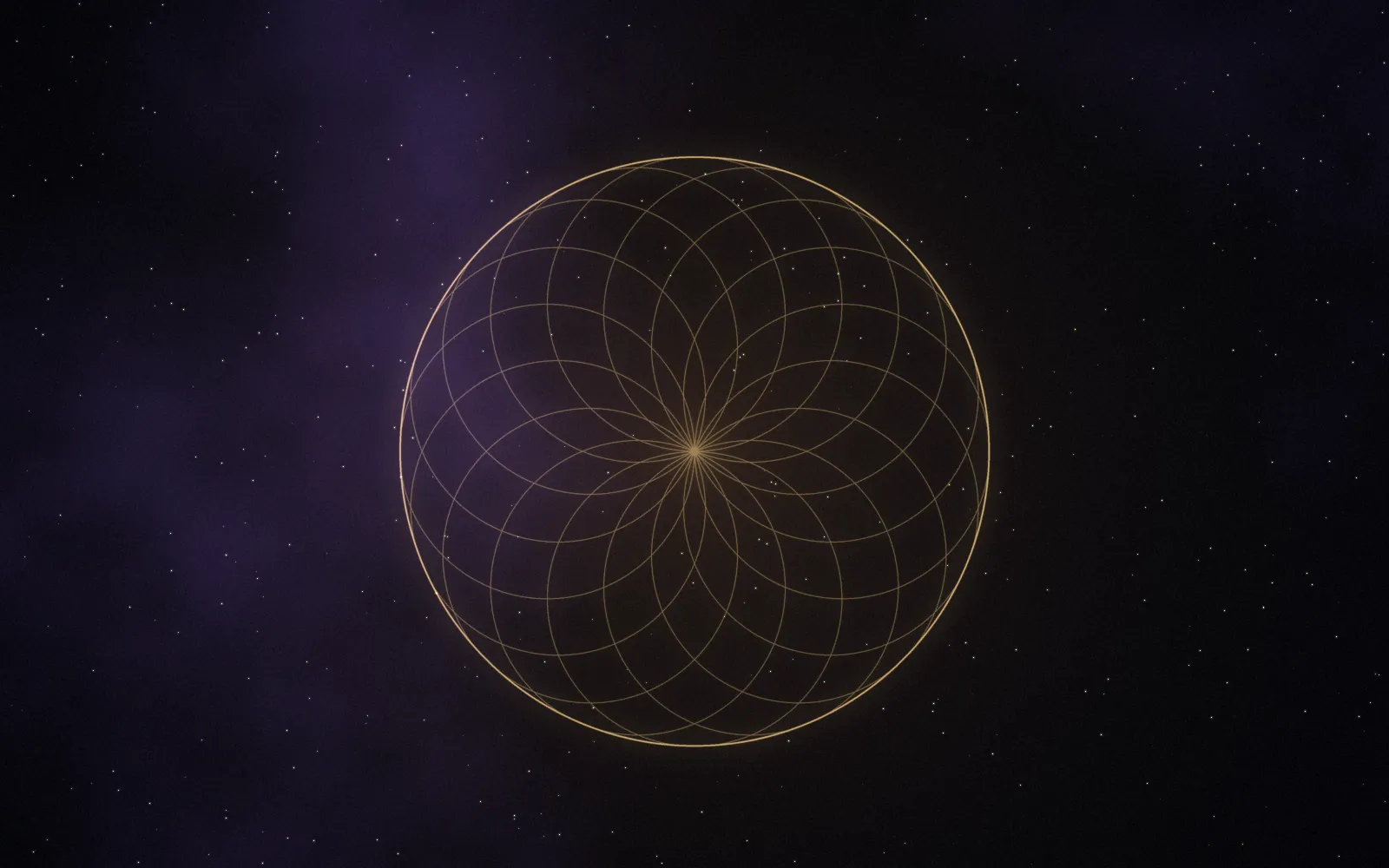 A golden lotus pattern of interlaced circles