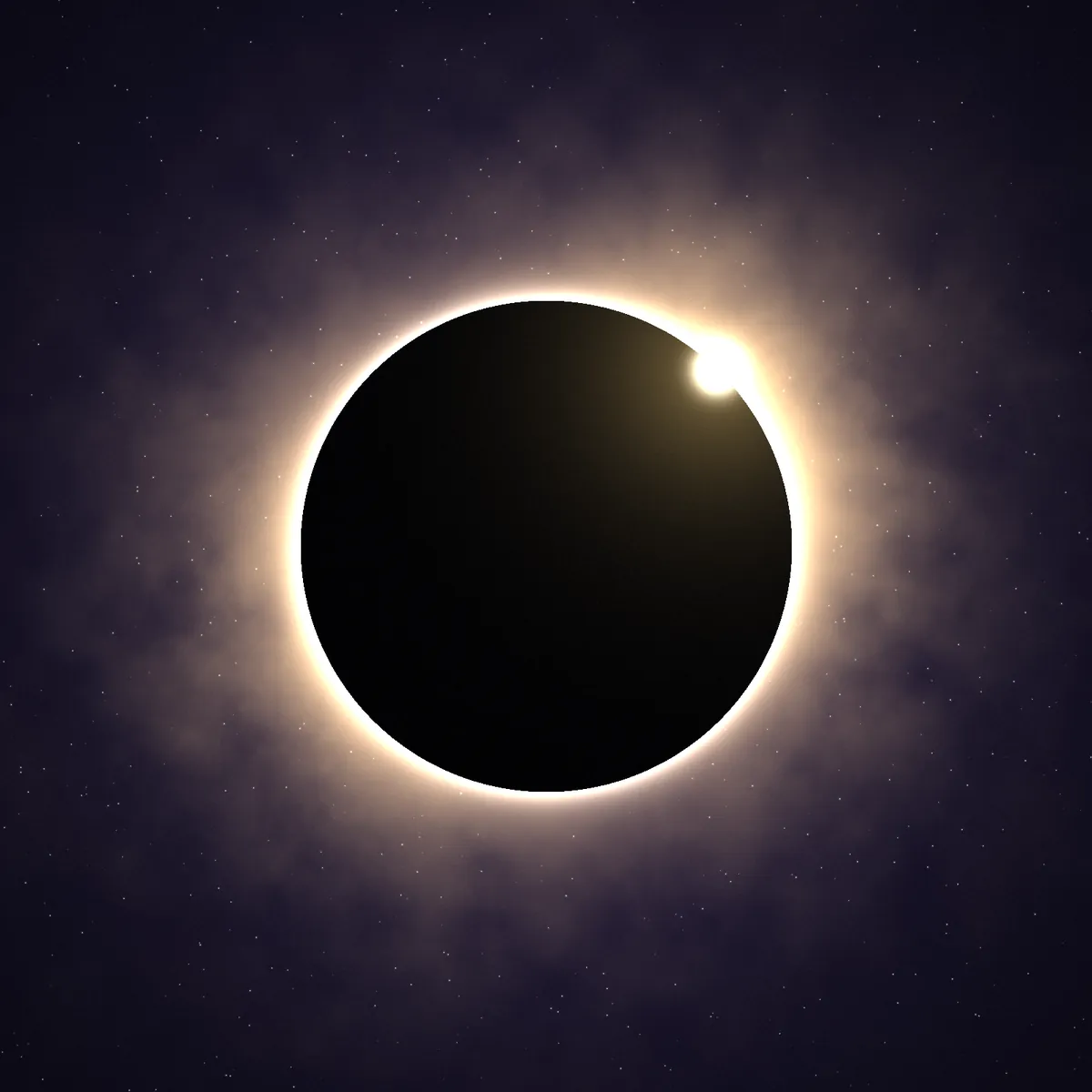 A total eclipse: a ring of golden light around a dark disc